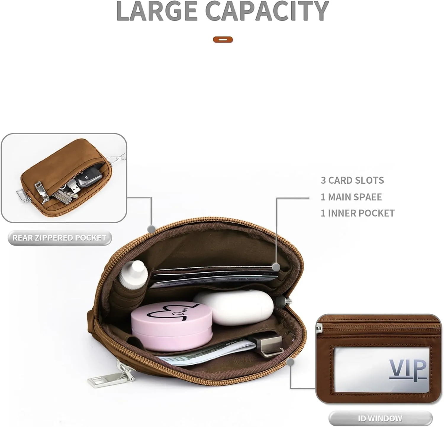 The Iris' Wallet, Multifunctional Fashion Wristlet Handbags for Women, Waterproof Nylon Keychain Wallet, Zip Card Case
