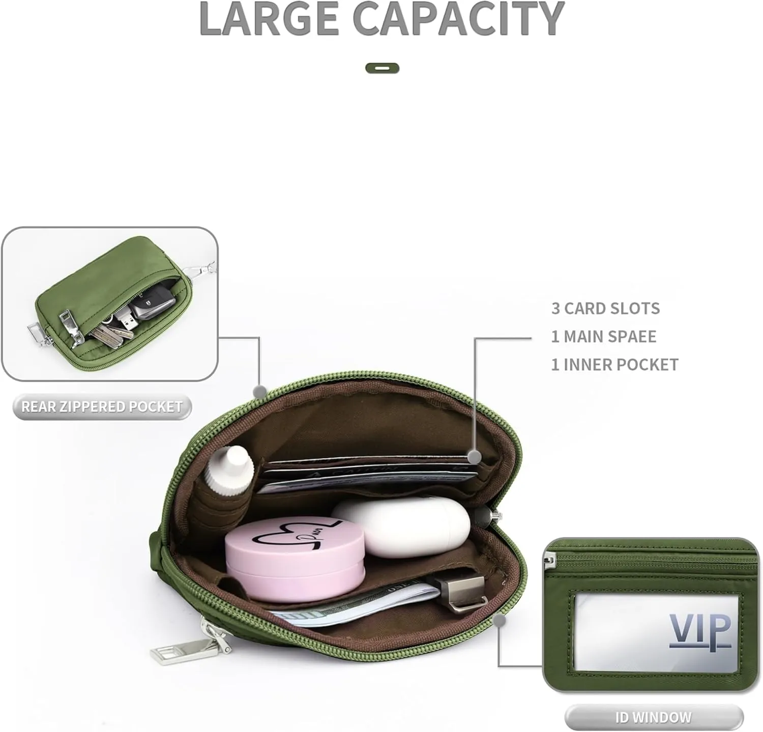 The Iris' Wallet, Multifunctional Fashion Wristlet Handbags for Women, Waterproof Nylon Keychain Wallet, Zip Card Case
