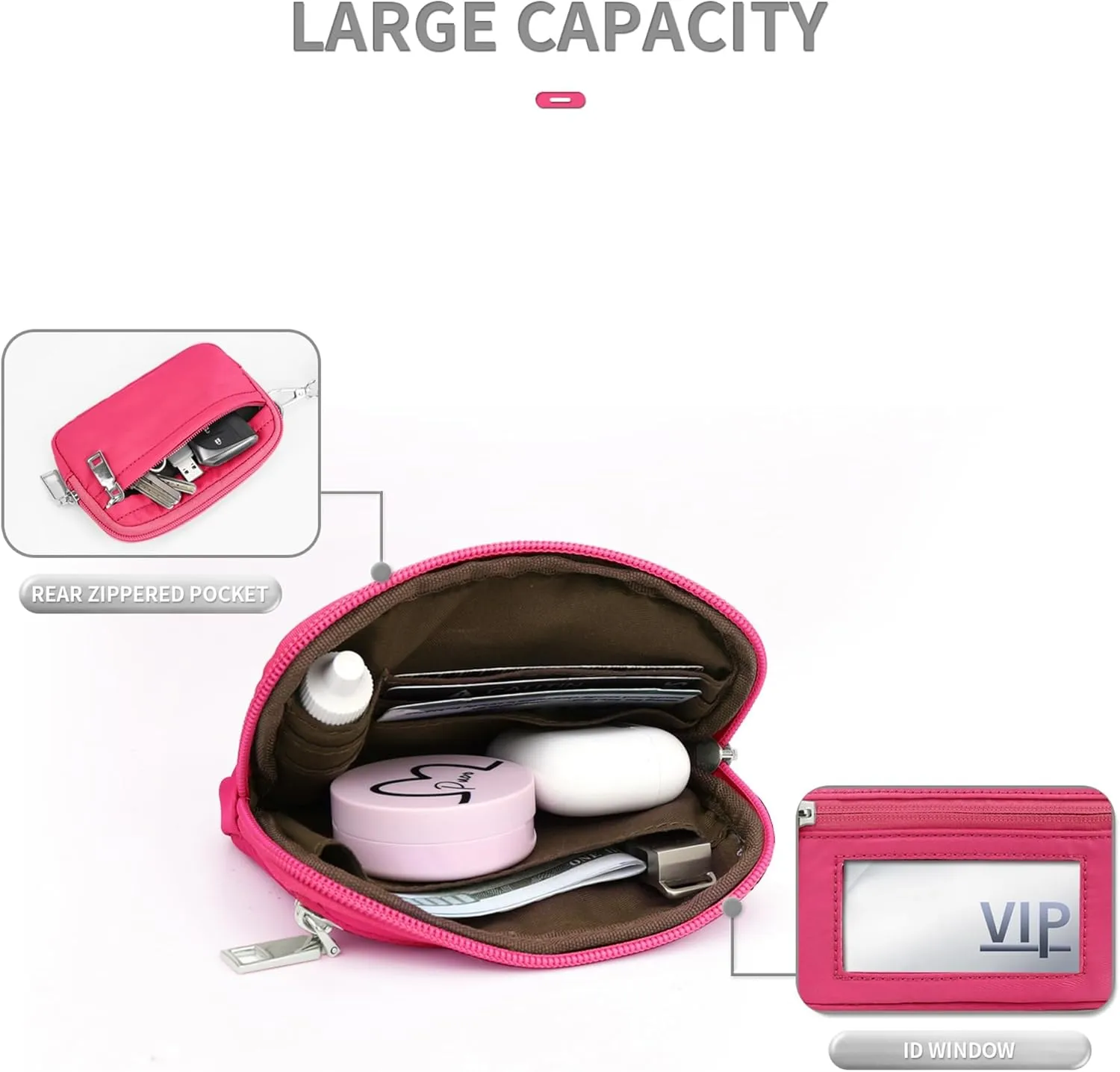 The Iris' Wallet, Multifunctional Fashion Wristlet Handbags for Women, Waterproof Nylon Keychain Wallet, Zip Card Case