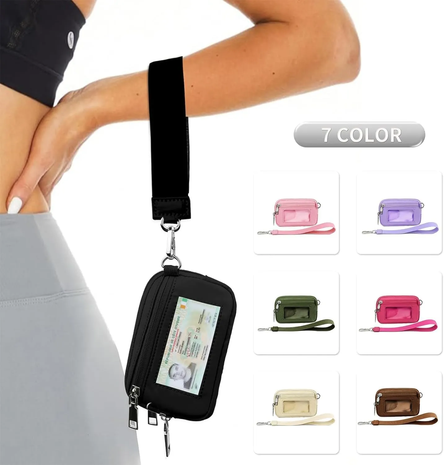 The Iris' Wallet, Multifunctional Fashion Wristlet Handbags for Women, Waterproof Nylon Keychain Wallet, Zip Card Case