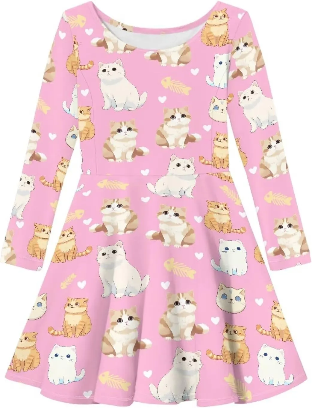 Toddler Girl Clothes Cute Dress for Kids A Line Design Long Sleeve Swing Skater Dress for Little Girls 3-16 Years