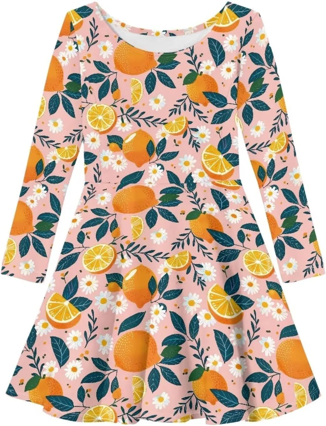 Toddler Girl Clothes Cute Dress for Kids A Line Design Long Sleeve Swing Skater Dress for Little Girls 3-16 Years