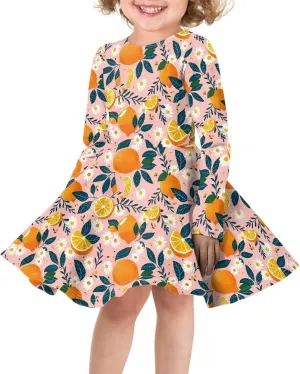 Toddler Girl Clothes Cute Dress for Kids A Line Design Long Sleeve Swing Skater Dress for Little Girls 3-16 Years