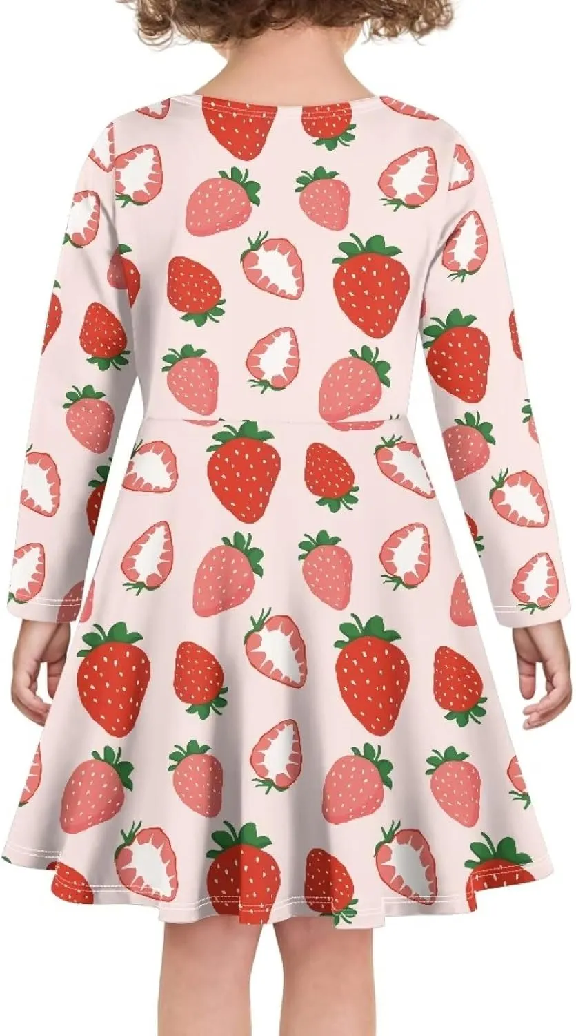 TODIYADDU Girls Dress Elegant Dress for Kids Long Sleeve A Line Swing Skater Dresses Toddler Girl Clothes Trendy Outfits