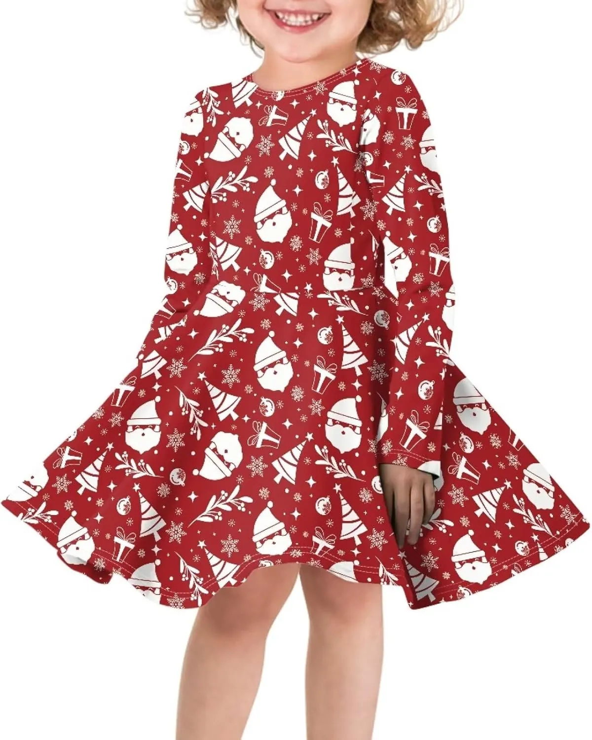 TODIYADDU Girls Dress Elegant Dress for Kids Long Sleeve A Line Swing Skater Dresses Toddler Girl Clothes Trendy Outfits