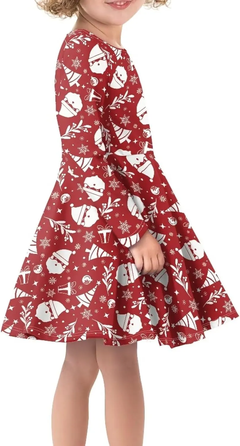 TODIYADDU Girls Dress Elegant Dress for Kids Long Sleeve A Line Swing Skater Dresses Toddler Girl Clothes Trendy Outfits