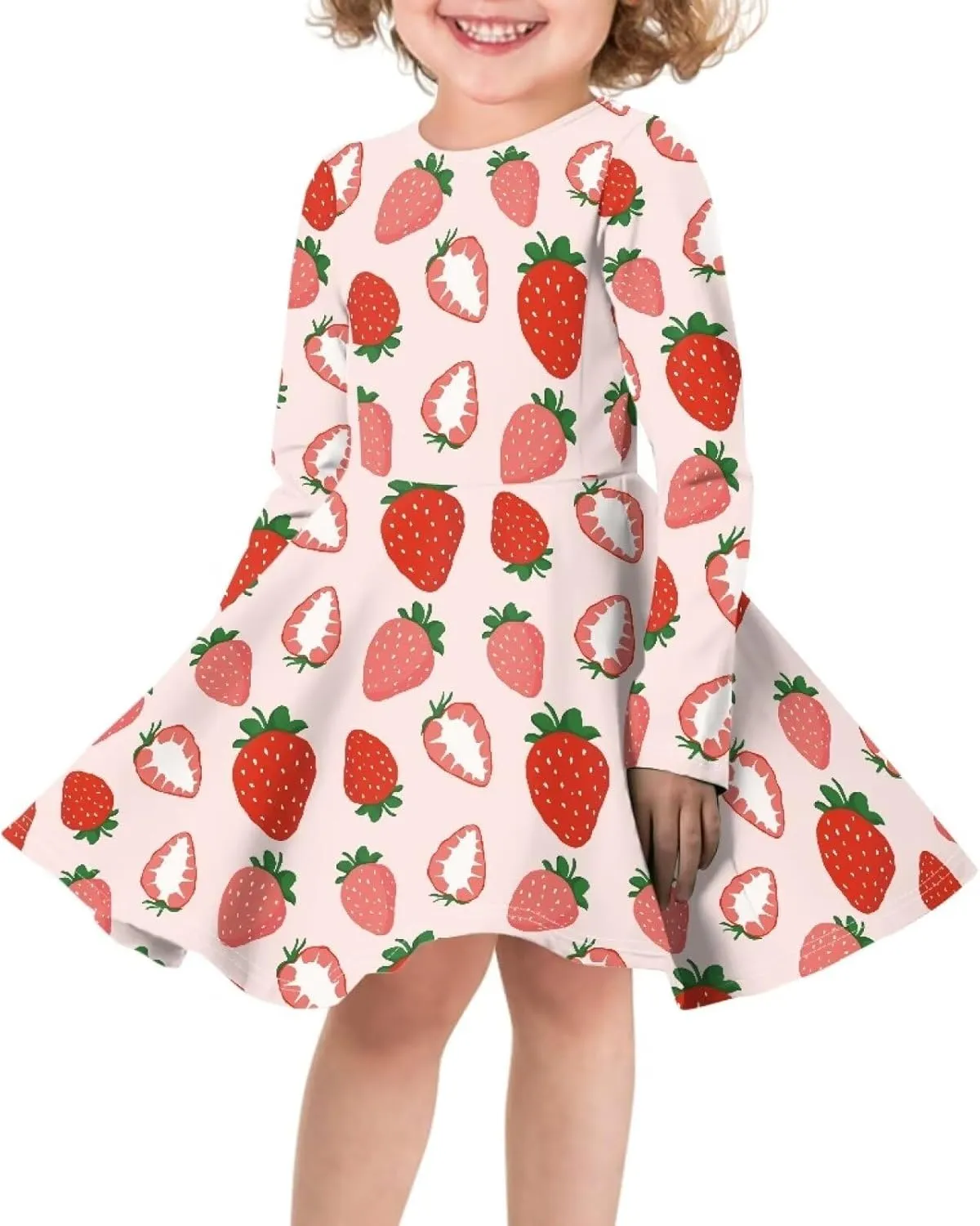 TODIYADDU Girls Dress Elegant Dress for Kids Long Sleeve A Line Swing Skater Dresses Toddler Girl Clothes Trendy Outfits