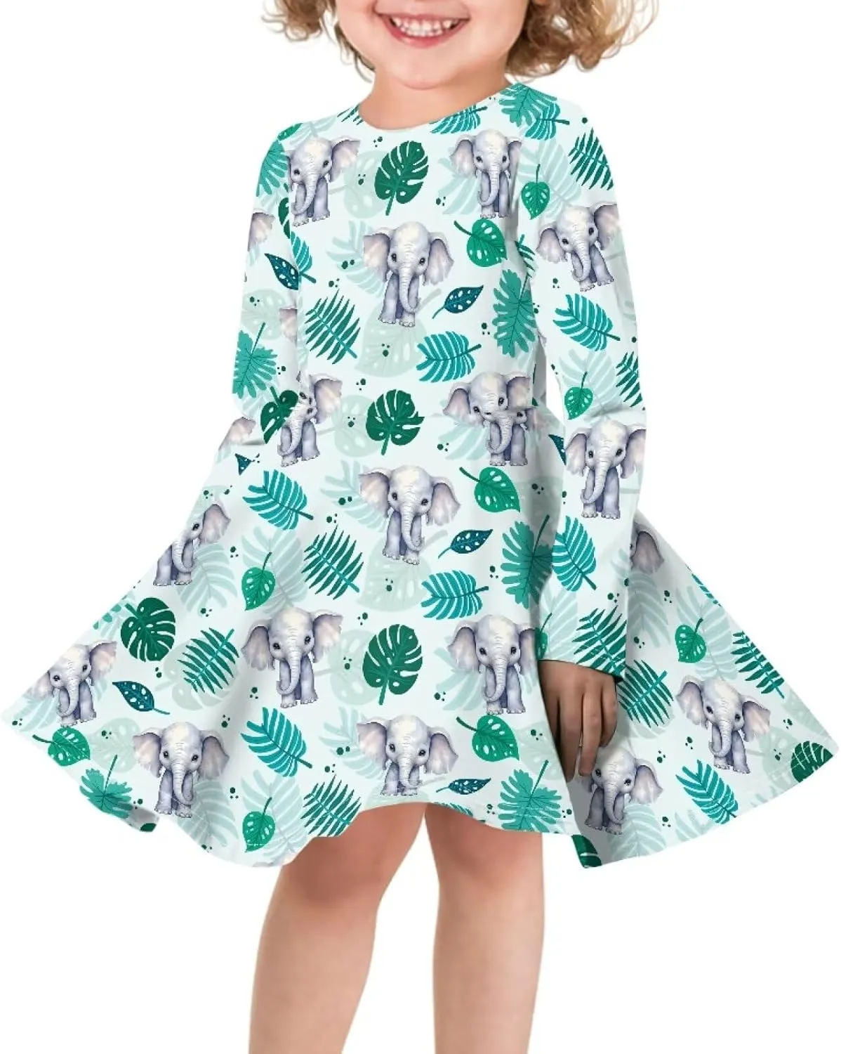TODIYADDU Girls Dress Elegant Dress for Kids Long Sleeve A Line Swing Skater Dresses Toddler Girl Clothes Trendy Outfits