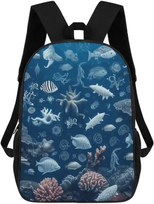 Travel Backpack for Women Men 17 Inch Laptop Backpack Business Travel Backpack Underwater Marine Life Printed Waterproof Backpack