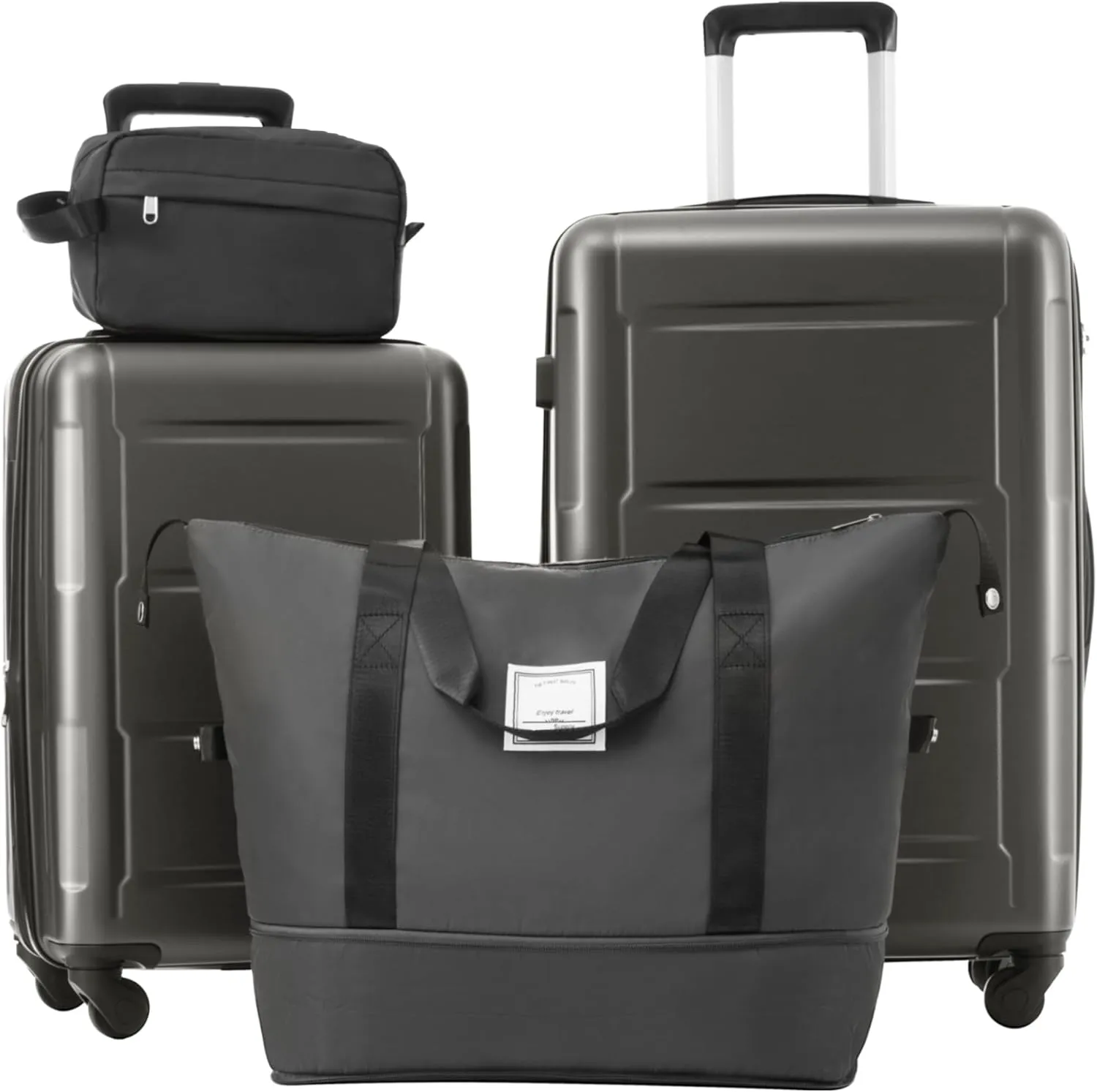 Travel Light with Expandable Luggage Set, Lightweight ABS Suitcase with Spinner Wheels, Dark Gray, 20-Inch & 24-Inch