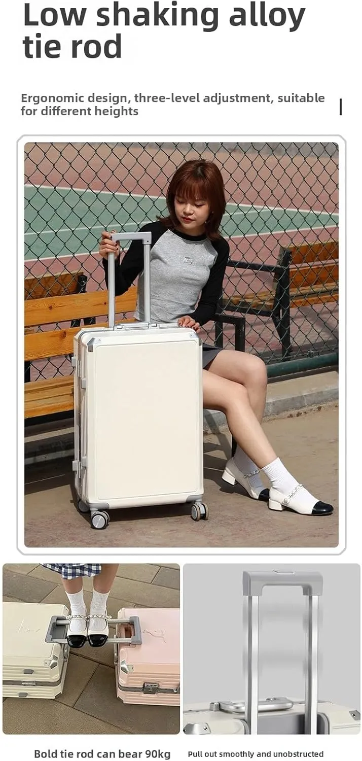 Travel Suitcase with Wheels Lightweight Luggage, Aluminum Frame Spinner Suitcase,TSA Lock Password Protection,Compression Design,Universal Wheel Carryon Checked Bag for Travel (light blue, 26inch)