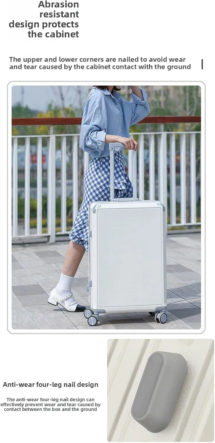 Travel Suitcase with Wheels Lightweight Luggage, Aluminum Frame Spinner Suitcase,TSA Lock Password Protection,Compression Design,Universal Wheel Carryon Checked Bag for Travel (light blue, 26inch)