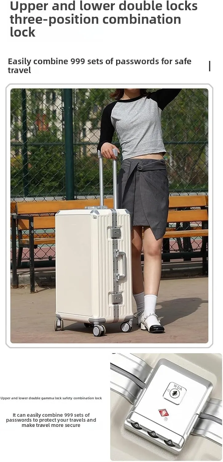 Travel Suitcase with Wheels Lightweight Luggage, Aluminum Frame Spinner Suitcase,TSA Lock Password Protection,Compression Design,Universal Wheel Carryon Checked Bag for Travel (light blue, 26inch)