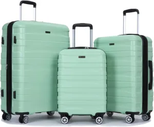Travelhouse 3 Piece Hardshell Suitcase Set: Lightweight Spinner Luggage - TSA-Approved Carry-Ons for Stress-Free Travel (Light Green)
