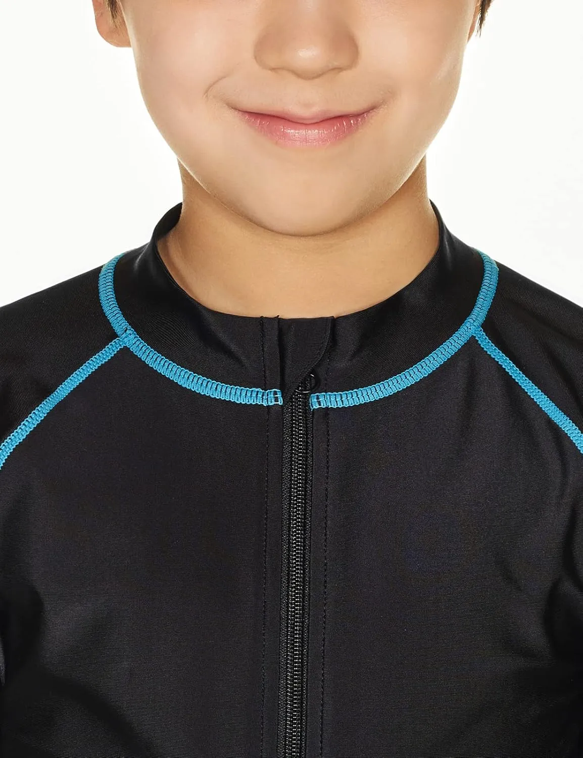 TSLA Boy's and Girl's Long Sleeve Zipper Rash Guard, UPF 50  UV/Sun Protection Swim Shirts, Quick Dry Water Swimsuit Top