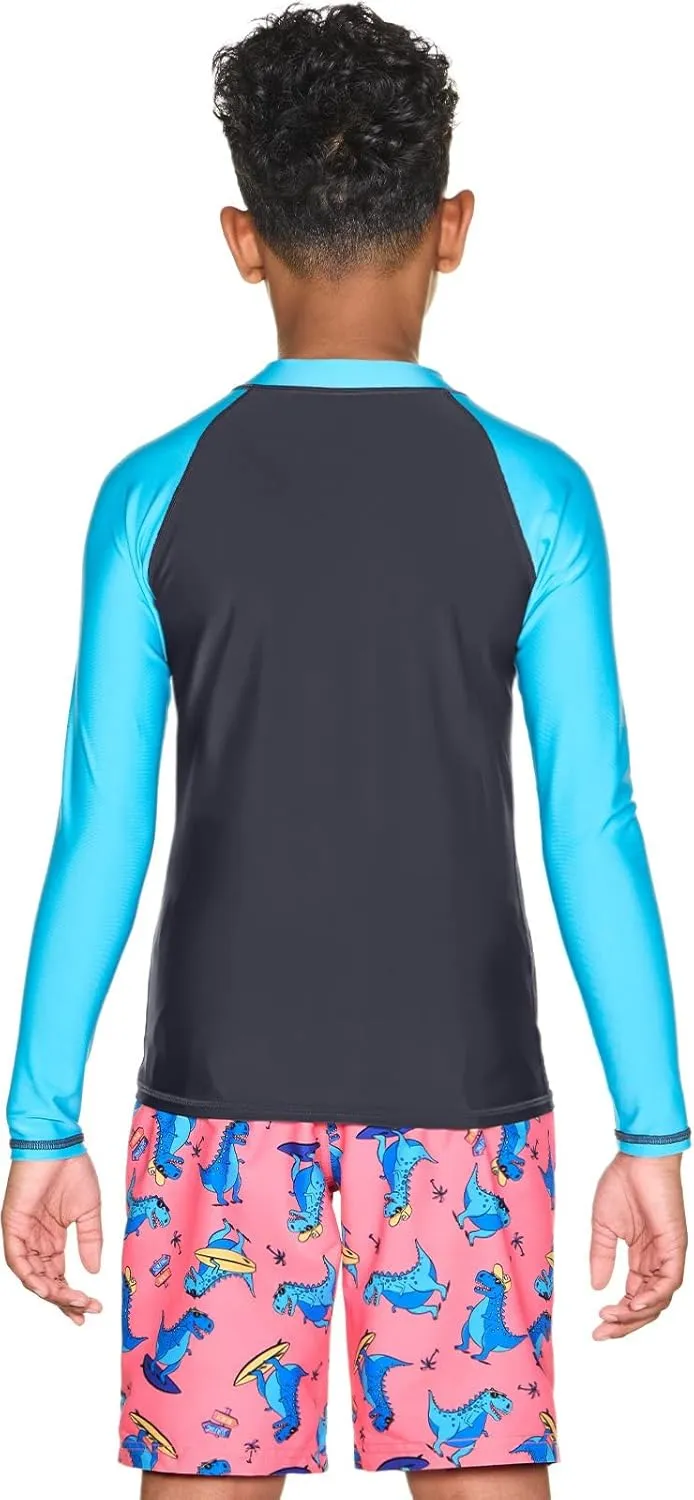 TSLA Boy's and Girl's Long Sleeve Zipper Rash Guard, UPF 50  UV/Sun Protection Swim Shirts, Quick Dry Water Swimsuit Top