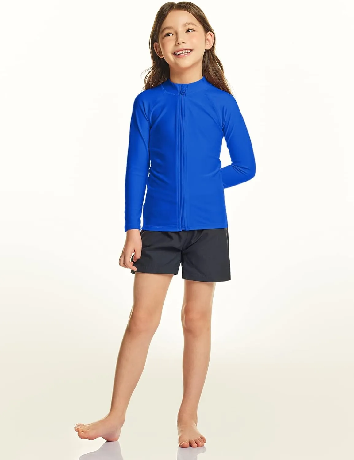 TSLA Boy's and Girl's Long Sleeve Zipper Rash Guard, UPF 50  UV/Sun Protection Swim Shirts, Quick Dry Water Swimsuit Top