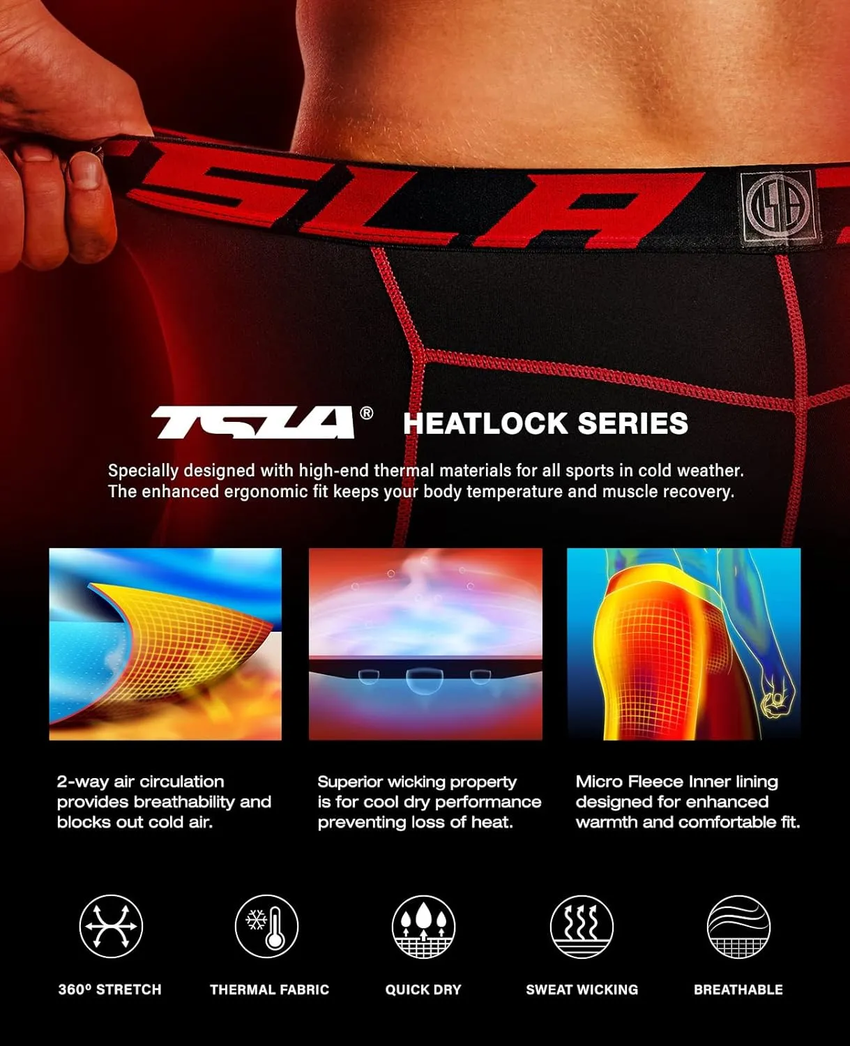 TSLA Men's Thermal Compression Pants, Athletic Sports Leggings & Running Tights, Wintergear Base Layer Bottoms