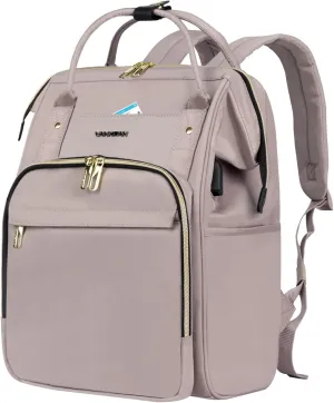 VANKEAN 15.6-16.2 Inch Laptop Backpack Carry On for Women Computer Work Backpack, Water Proof College Daypack with USB Port RFID Pocket, Business Travel Light Dusty Pink