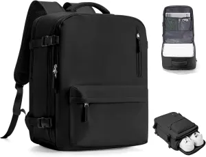 VGCUB Travel Backpack for Women Men for Spirit Airlines Personal Item Bag 18x14x8 Inches Laptop College Backpack,Waterproof Carry on Flight Approved Work Backpack Mochila de Viaje,Large Black