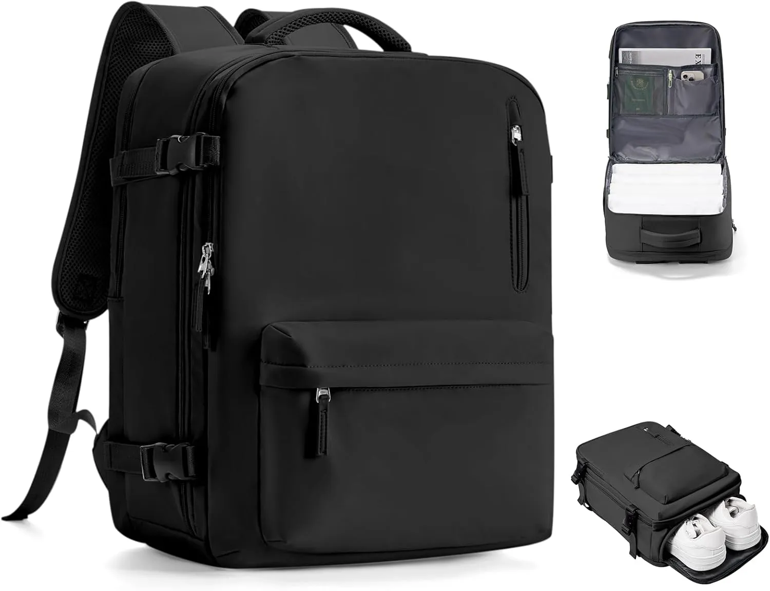 VGCUB Travel Backpack for Women Men for Spirit Airlines Personal Item Bag 18x14x8 Inches Laptop College Backpack,Waterproof Carry on Flight Approved Work Backpack Mochila de Viaje,Large Black
