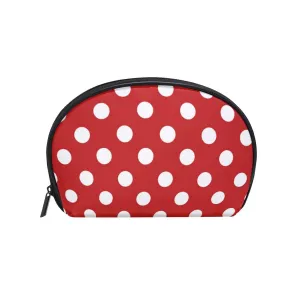 VIKKO Christmas Retro White Red Polka Dot Makeup Bag Organizer Portable Small Cosmetic Bag for Women Girls Travel & Daily Use