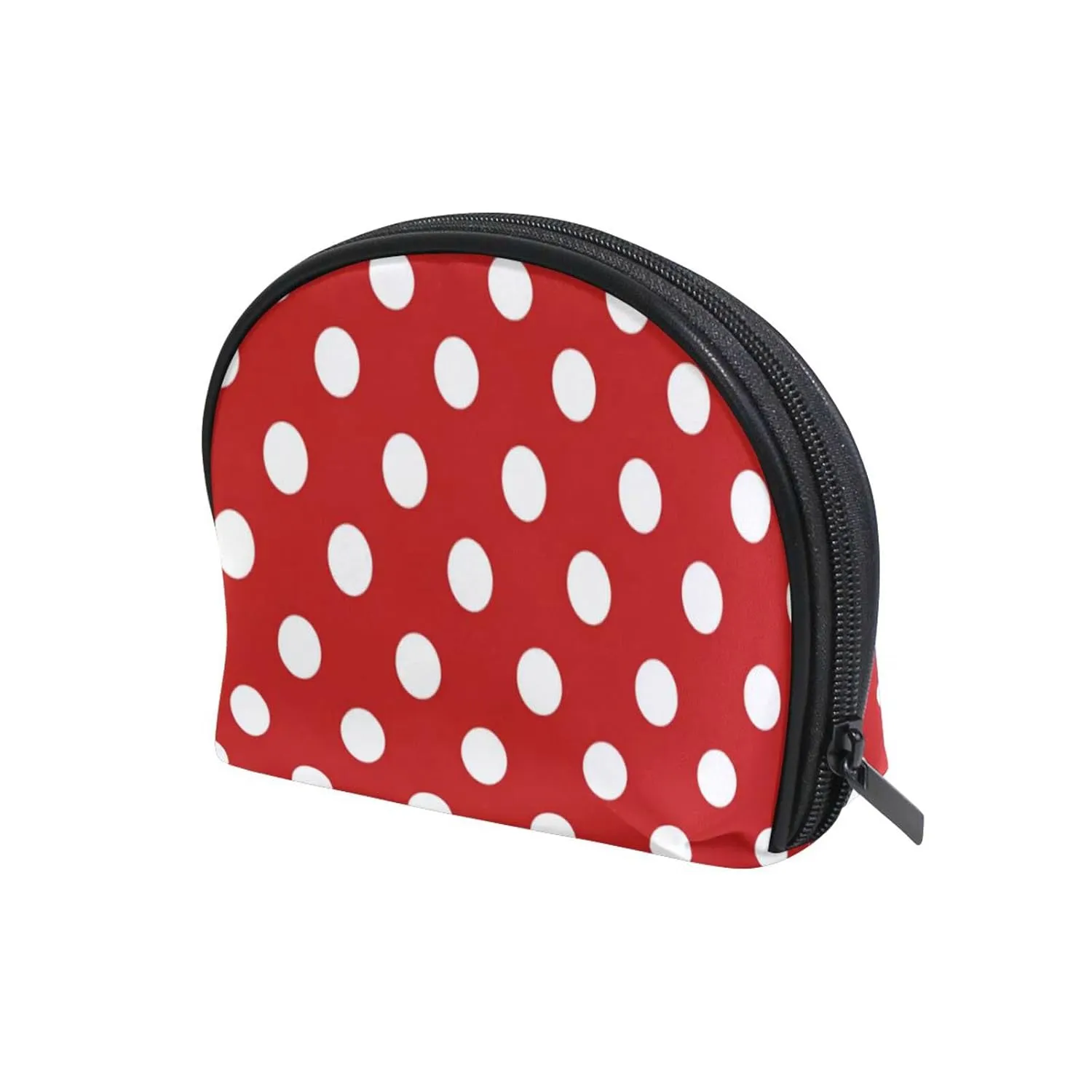 VIKKO Christmas Retro White Red Polka Dot Makeup Bag Organizer Portable Small Cosmetic Bag for Women Girls Travel & Daily Use