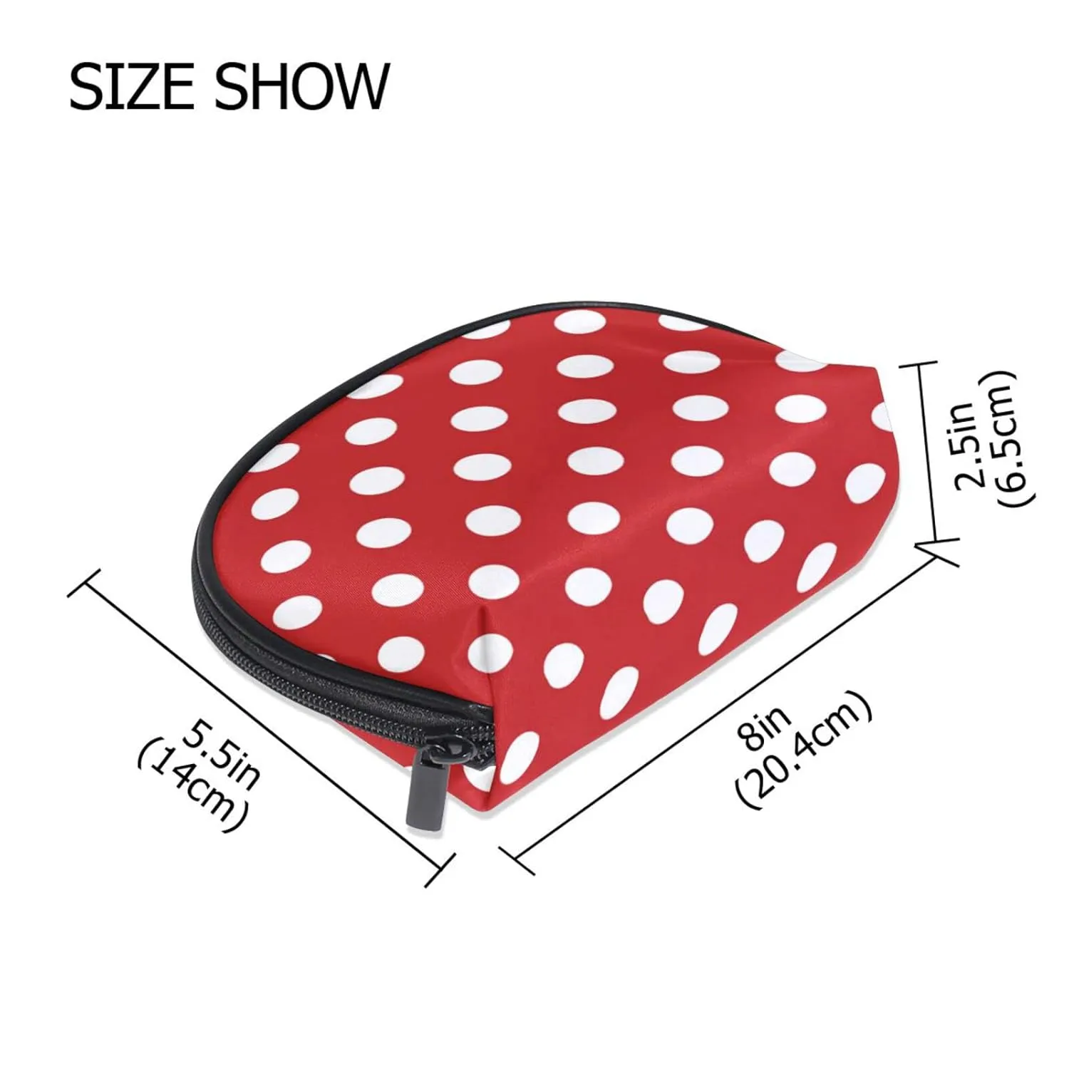 VIKKO Christmas Retro White Red Polka Dot Makeup Bag Organizer Portable Small Cosmetic Bag for Women Girls Travel & Daily Use