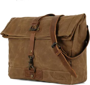 Vintage Canvas Messenger Bag for Men, Laptop Satchel with Adjustable Strap, for Work, Travel Daily Use Crossbody Shoulder Bag