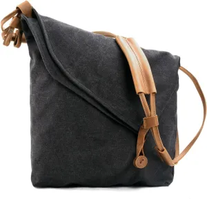 Vintage Canvas Messenger Bag for Men Women, Crossbody Shoulder Satchel with Leather Accents, for Work, Travel, and Daily Use
