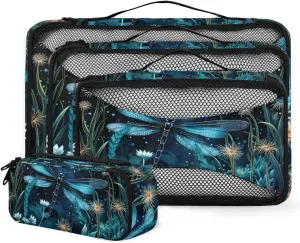 Vintage Dragonfly Retro 4 Pack Packing Cubes for Travel Lightweight Luggage Organizer Bag for Men Women Suitcase Packing Bags Set for Travel Essentials