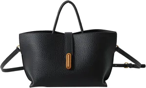Vintage PU Tote Bag for Women - Large Capacity Handbag with Zipper Pocket, Stylish Top Handle Satchel for Daily Use