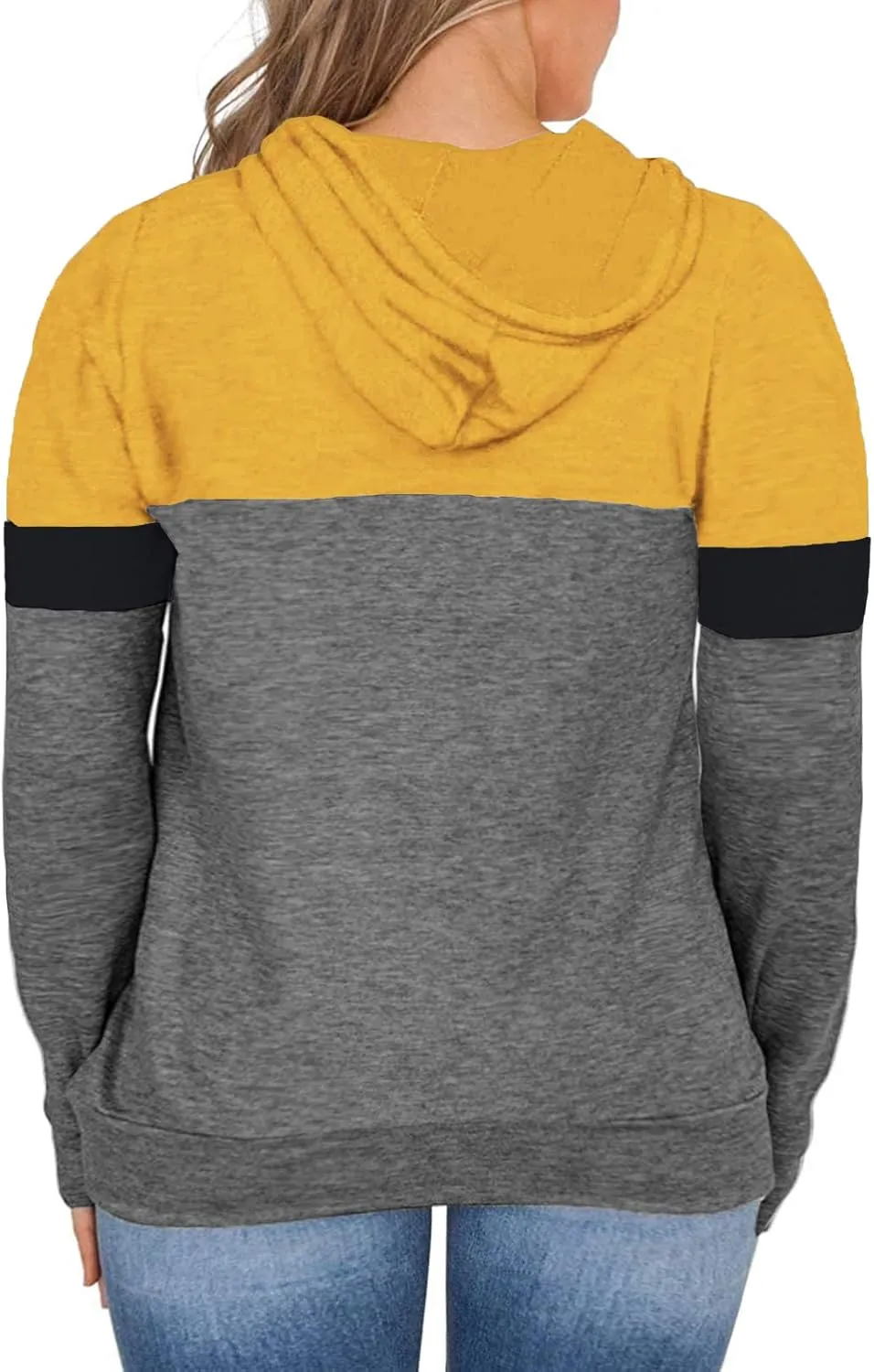 VISLILY Women-Plus-Size-Hoodies-Sweatshirts Color Block Tops with Pockets XL-4XL