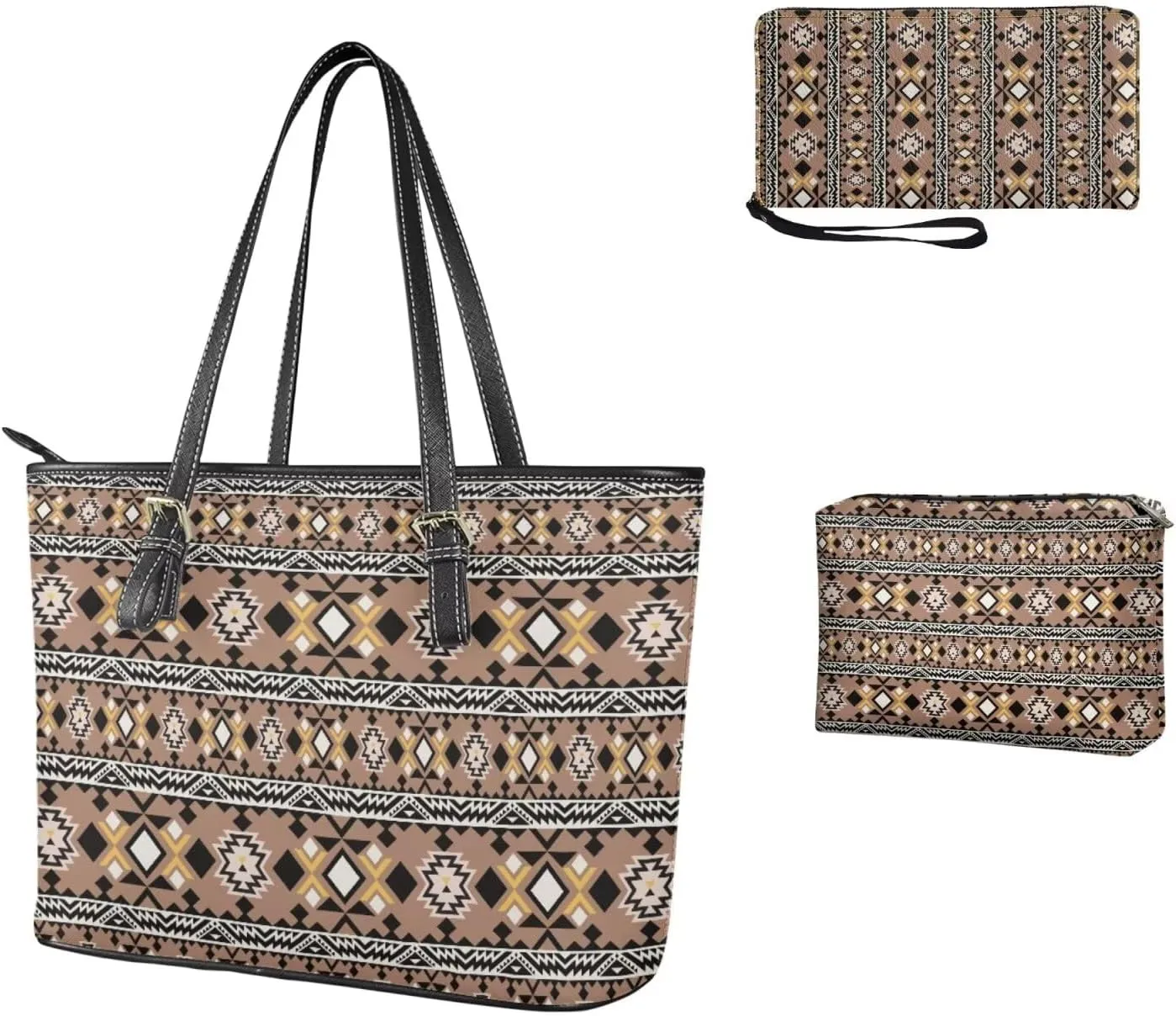 Western Style Satchel Bags for Womens Casual Fashion Shoulder Tote Bag with Wallet and Clutch Set for Daily Use