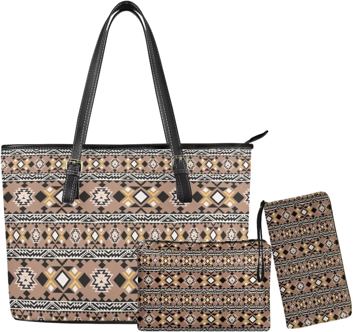 Western Style Satchel Bags for Womens Casual Fashion Shoulder Tote Bag with Wallet and Clutch Set for Daily Use