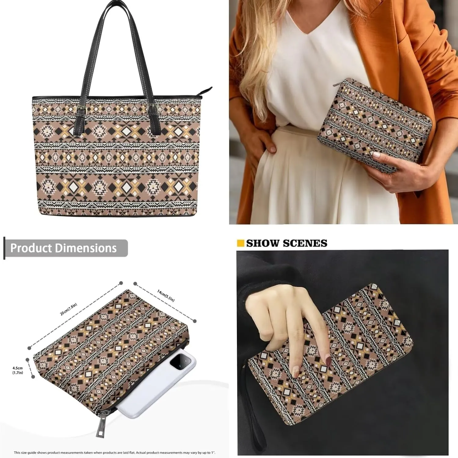 Western Style Satchel Bags for Womens Casual Fashion Shoulder Tote Bag with Wallet and Clutch Set for Daily Use