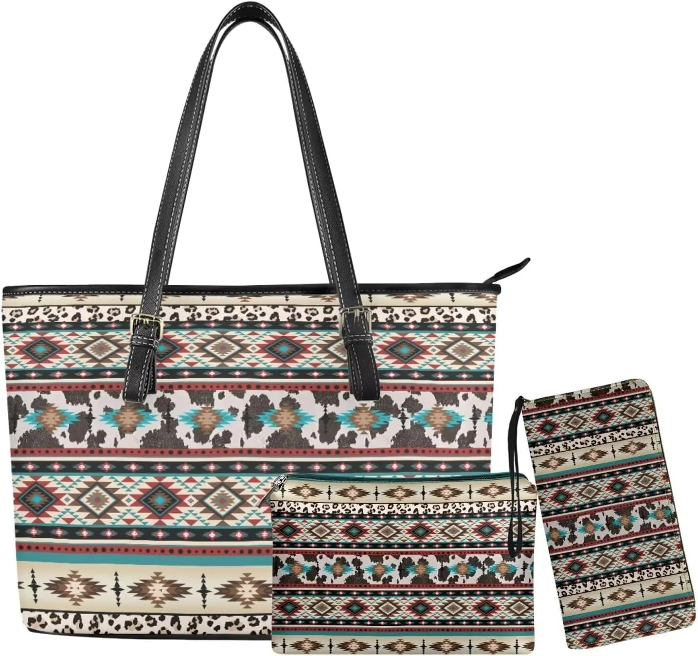 Western Style Satchel Bags for Womens Casual Fashion Shoulder Tote Bag with Wallet and Clutch Set for Daily Use