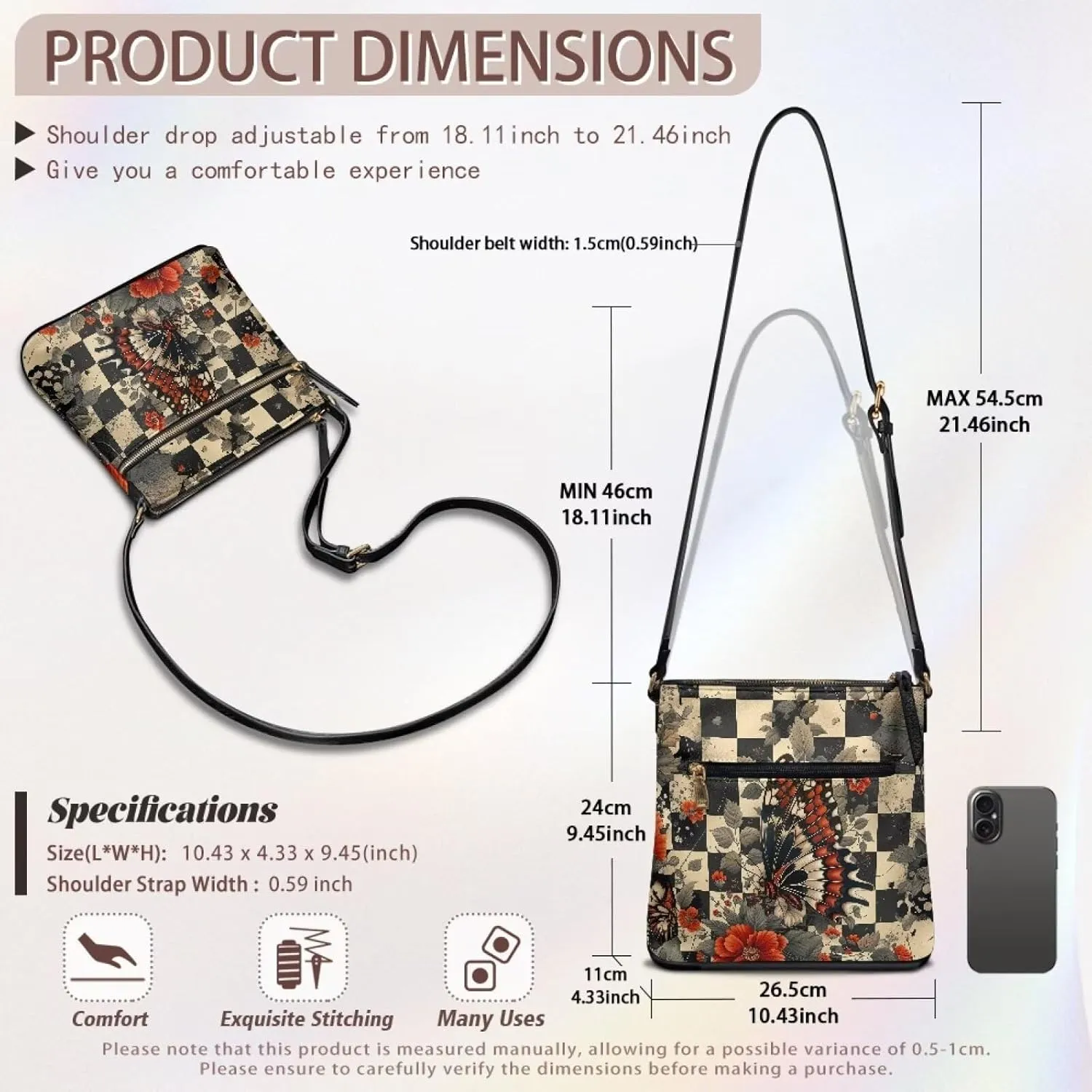 Women Crossbody Shoulder Bag Leather Satchel Purse Hobo Bag with Shoulder Strap for Travel Daily Use
