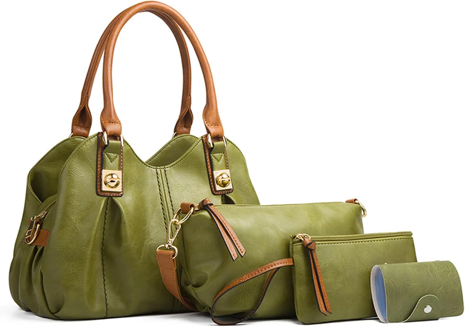 Women Fashion Handbags set 4pcs PU Leather Shoulder Bag Top Handle Satchel Hobo Tote Bag Purse for Daily Use
