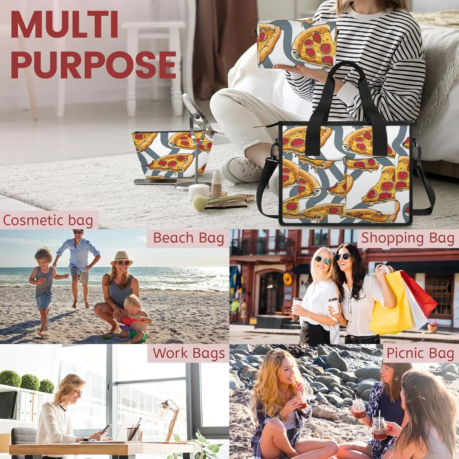 Women Fashion Tote Bag Wallet Shoulder Bags Set 3PCS Top Handle Satchel Purse Large Zippered Handbag Daily Use
