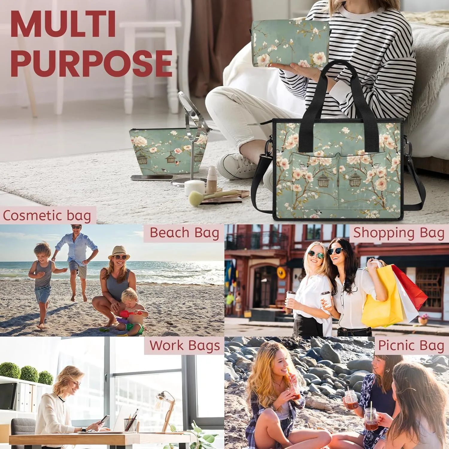 Women Fashion Tote Bag Wallet Shoulder Bags Set 3PCS Top Handle Satchel Purse Large Zippered Handbag Daily Use
