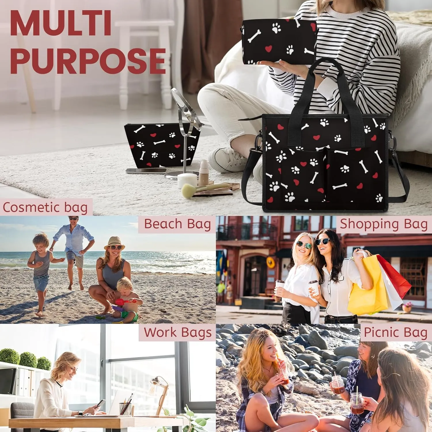 Women Fashion Tote Bag Wallet Shoulder Bags Set 3PCS Top Handle Satchel Purse Large Zippered Handbag Daily Use