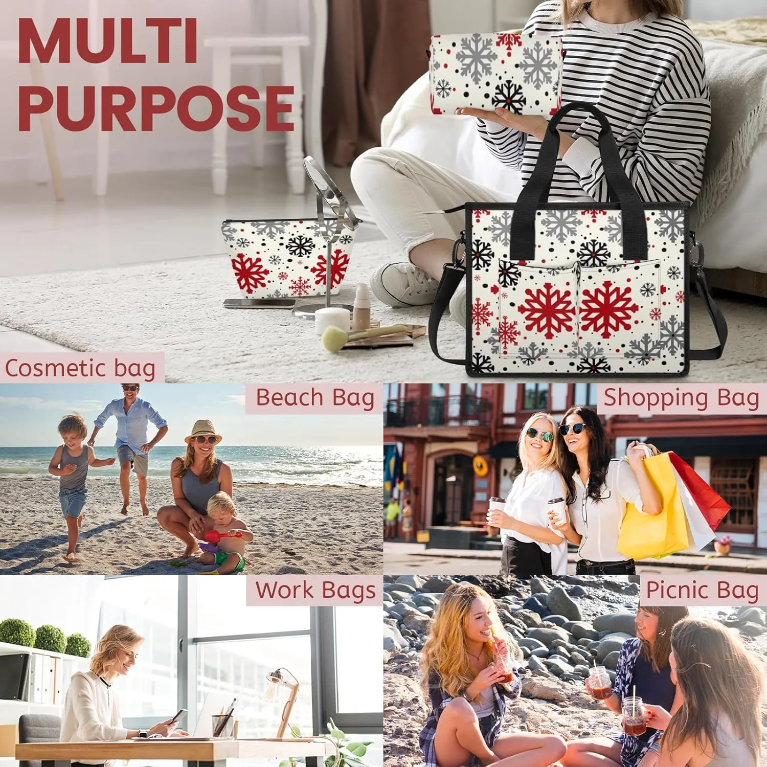 Women Fashion Tote Bag Wallet Shoulder Bags Set 3PCS Top Handle Satchel Purse Large Zippered Handbag Daily Use