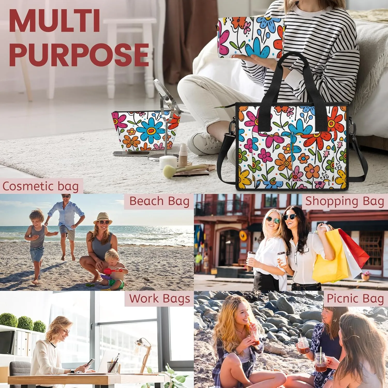 Women Fashion Tote Bag Wallet Shoulder Bags Set 3PCS Top Handle Satchel Purse Large Zippered Handbag Daily Use