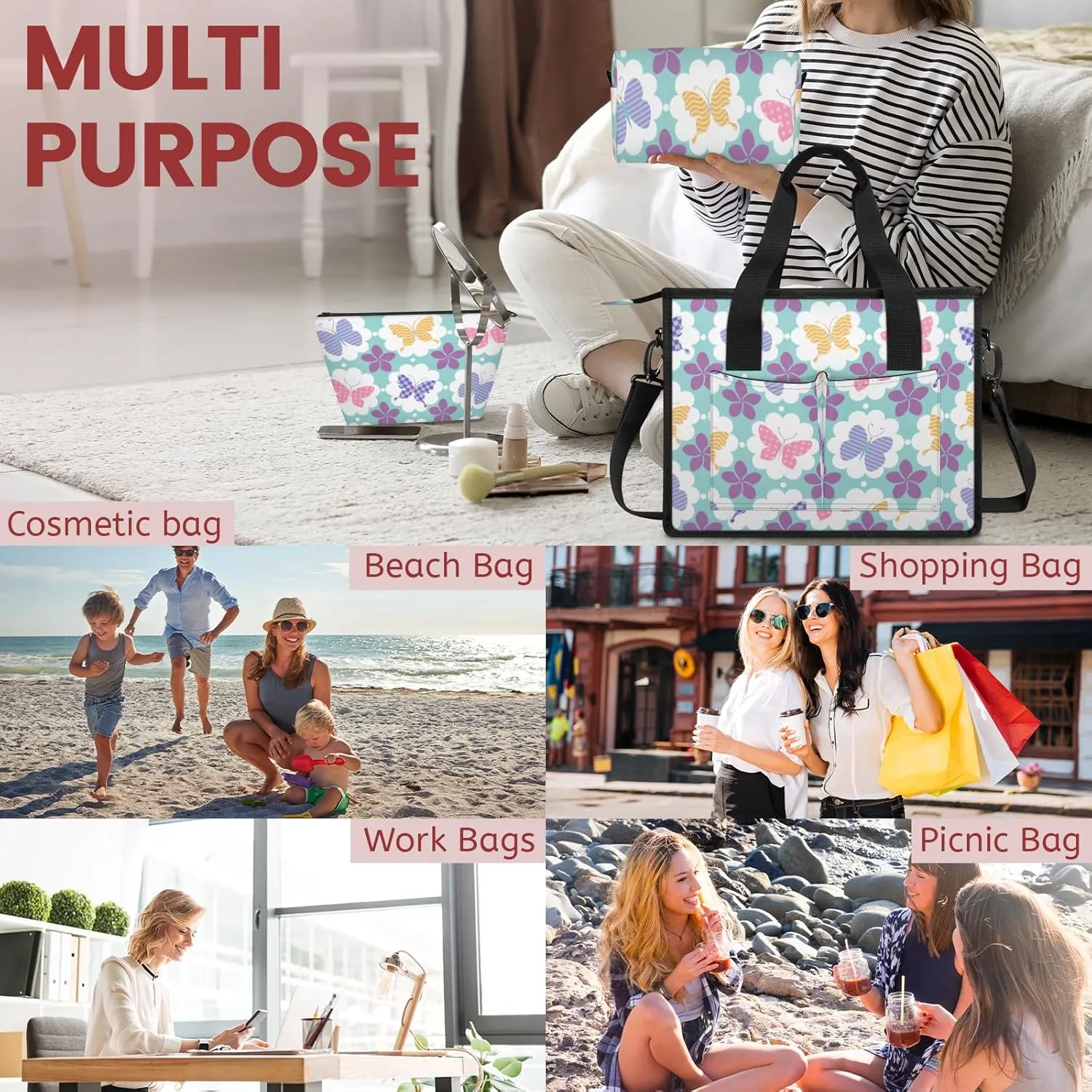 Women Fashion Tote Bag Wallet Shoulder Bags Set 3PCS Top Handle Satchel Purse Large Zippered Handbag Daily Use
