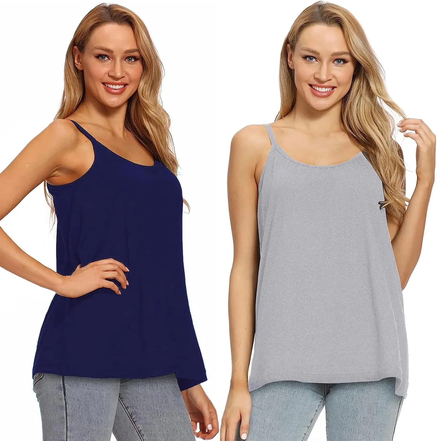 Women Flowy Pleated Camisole with Built in Bra Loose Casual Sleeveless Tank Tops