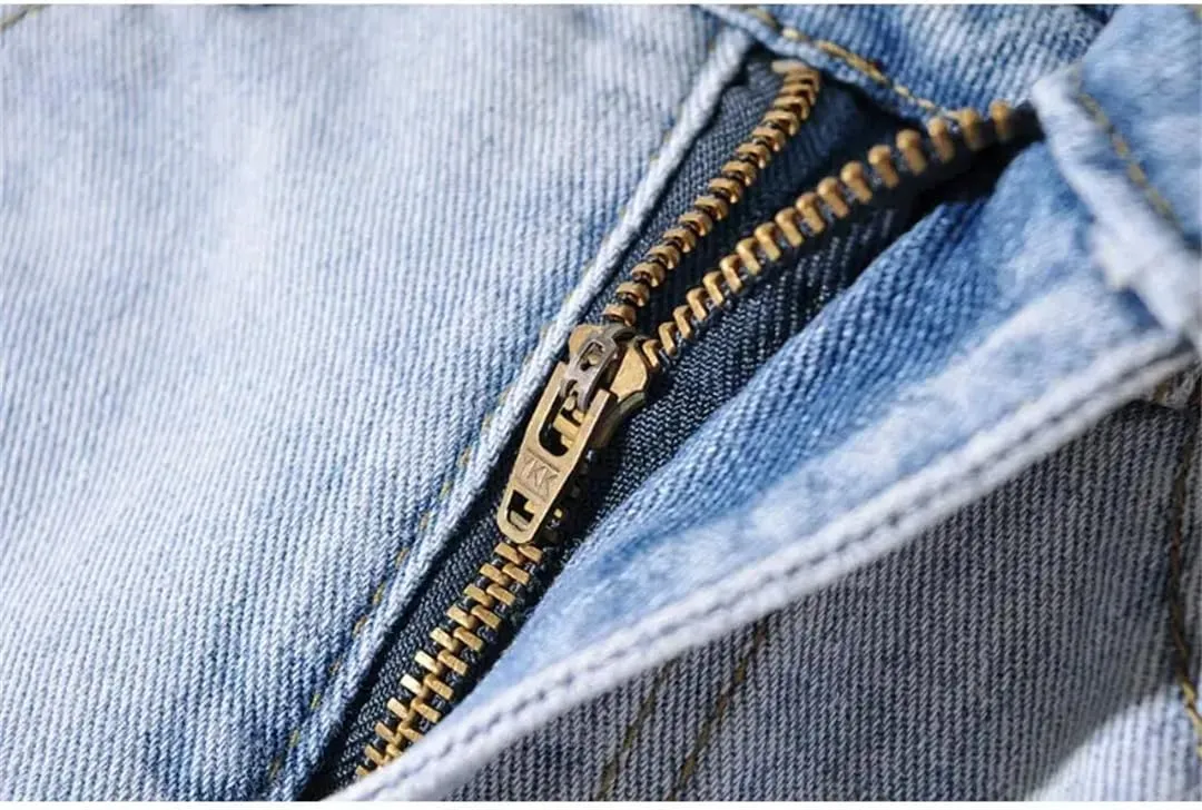 Women High-Waisted Mid-Length Denim Skirt for Raw Gradient Blue Denim Skirt Side Slits Vintage Clothing Skirt