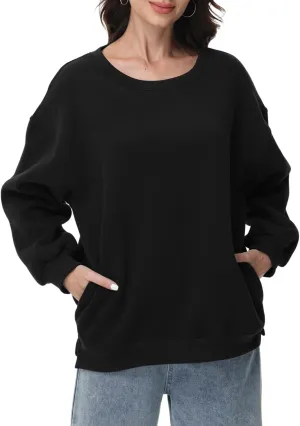 Women Oversized Sweatshirts Long Sleeve Crewneck Tops Pullover Fall Fashion Outfits Clothes with Pockets