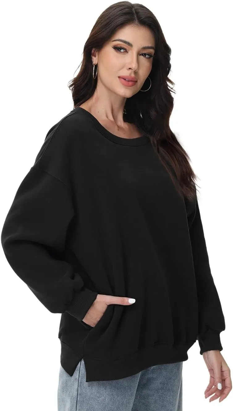 Women Oversized Sweatshirts Long Sleeve Crewneck Tops Pullover Fall Fashion Outfits Clothes with Pockets
