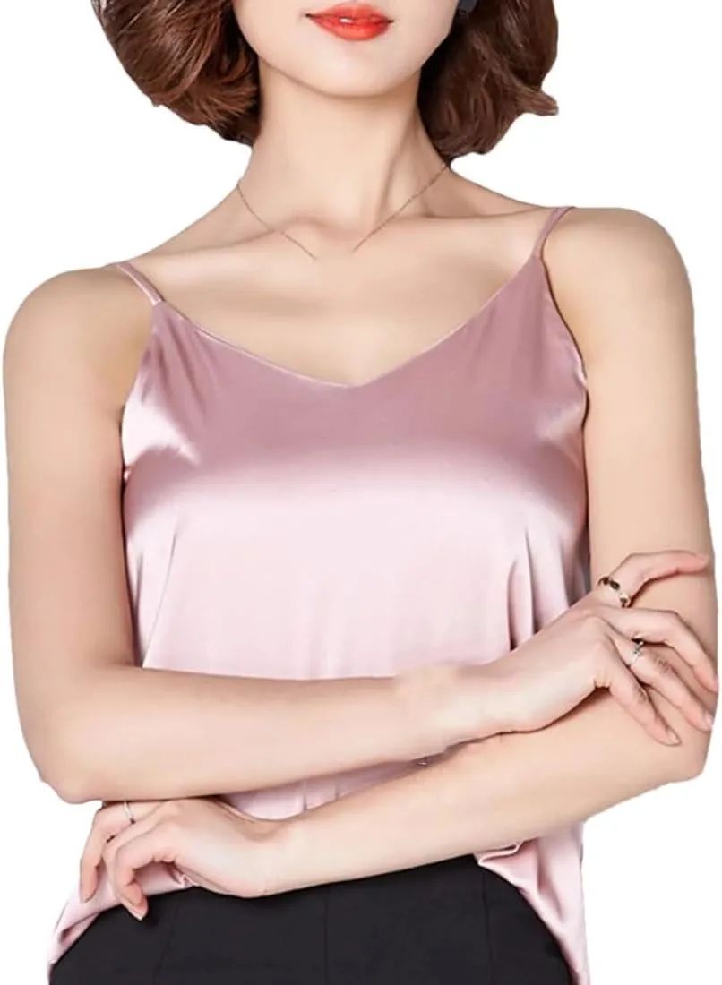 Women Satin Silk Tank Tops Summer Strap Basic Spaghetti Sleeveless Camisole Holiday Beach Vest